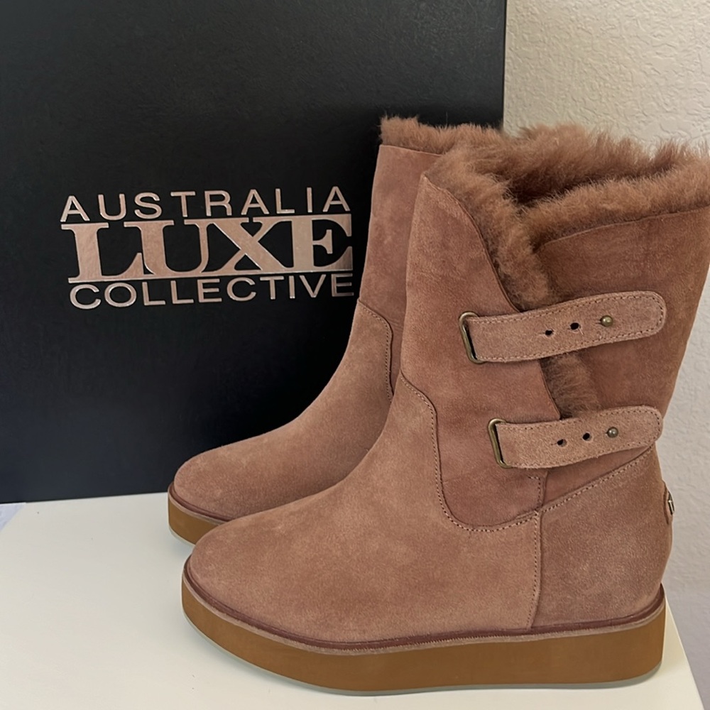 NWB Australia Luxe Collective Partridge Suede Shearling Fur Lined Boots Size 7
